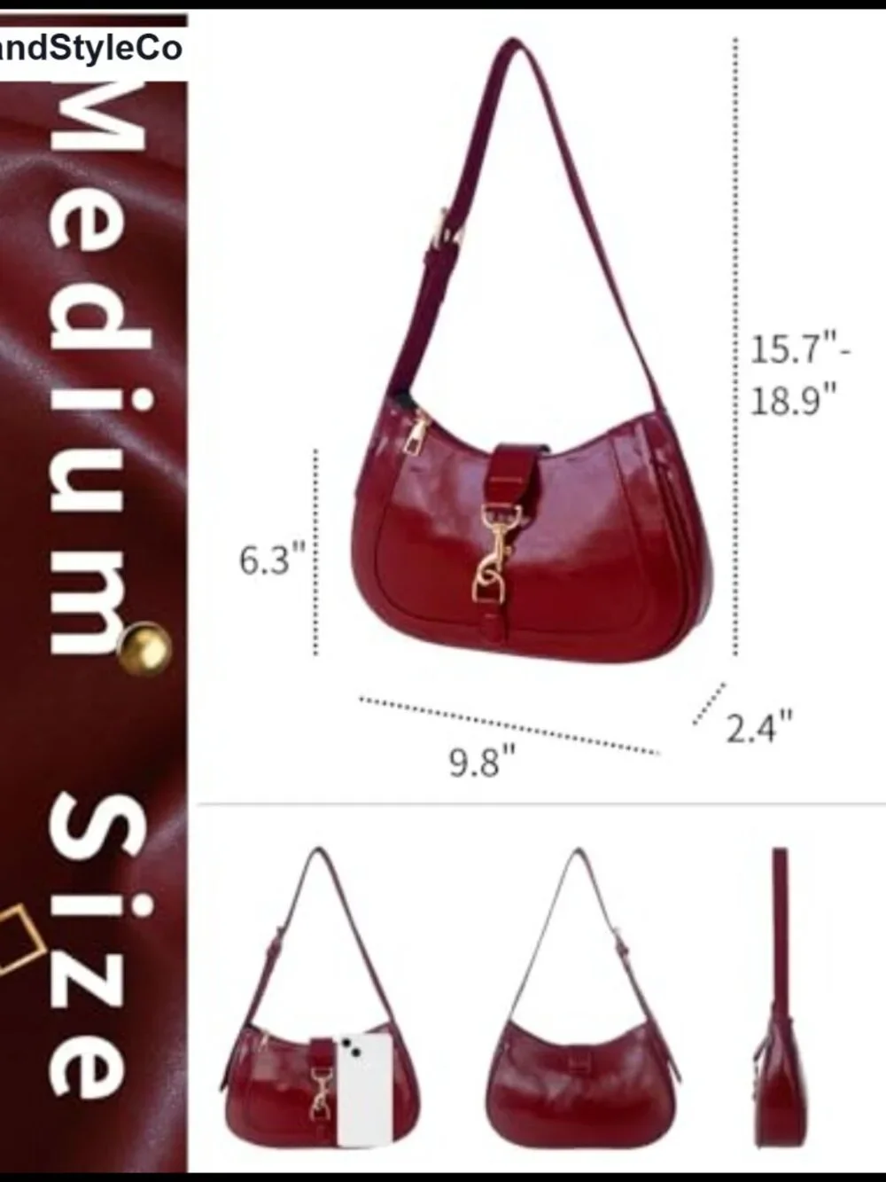 Faux Leather Hobo Shoulder Bag with Zipper, Women's Retro Handbag